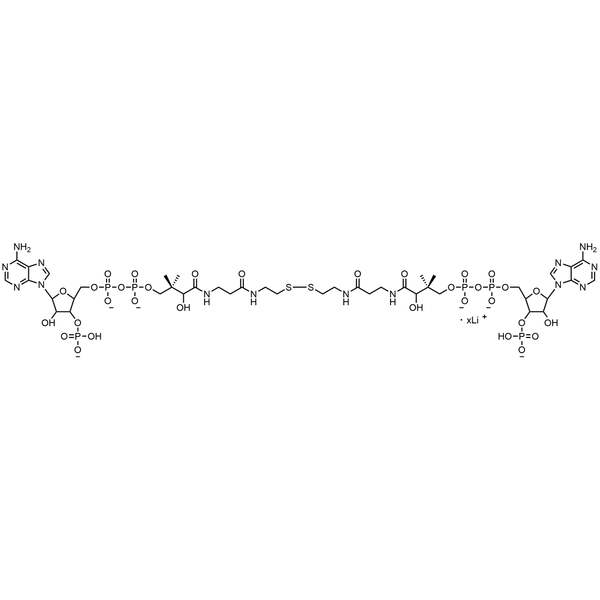 Coenzyme A oxidized, Lithium salt — Lyophilized powder, purity ≥ 95%, MW 1533.05 g/mol (free acid basis), C42H64N14O32P6S2 · xLi. Coenza biochemical available from BioHippo.