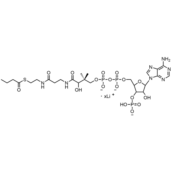 Butyryl Coenzyme A, Lithium Salt — Lyophilized powder, purity ≥ 95%, MW 837.62 g/mol (free acid basis), C25H39N7O17P3S · xLi. Coenza biochemical available from BioHippo.