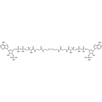 Coenzyme A oxidized, Free acid — Lyophilized powder, purity ≥ 95%, MW 1533.05 g/mol, C42H70N14O32P6S2. Coenza biochemical available from BioHippo.