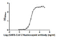 The Binding Activity of SARS-CoV-2-N Antibody with SARS-CoV-2-NActivity: Measured by its binding ability in a functional ELISA. Immobilized SARS-CoV-2-N (CSB-EP3325GMY) at 2 ug/ml can bind SARS-CoV-2-N Antibody, the EC<sub>50</sub> is 201.1 ng/ml.