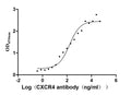 The Binding Activity of Human CXCR4 with Anti-CXCR4 recombinant Antibody
Activity: Measured by its binding ability in a functional ELISA. Immobilized Human CXCR4 (CSB-MP006254HU(F1) ) at 10 μg/mL can bind Anti-CXCR4 recombinant antibody, the EC<sub>50</sub> is 101.7-253.6 ng/mL.