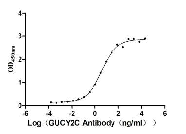 The Binding Activity of Huamn GUCY2C with Anti-GUCY2C recombinant Antibody.
Activity: Measured by its binding ability in a functional ELISA. Immobilized human GUCY2C (CSB-MP010053HUd9) at 5 μg/mL can bind Anti-GUCY2C recombinant antibody, the EC<sub>50</sub> is 3.049-4.660 ng/mL.