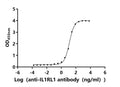 The Binding Activity of Human IL1RL1 with Anti-IL1RL1 recombinant antibodyActivity: Measured by its binding ability in a functional ELISA.Immobilized Human IL1RL1(CSB-MP011626HU) at 2 μg/mL can bind Anti-IL1RL1 recombinant antibody. The EC<sub>50</sub> is 11.85-13.96 ng/mL.