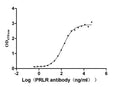 The Binding Activity of Human PRLR with Anti-PRLR recombinant antibody
Activity: Measured by its binding ability in a functional ELISA. Immobilized Human PRLR (CSB-MP018727HU1d7) at 2 μg/mL can bind Anti-PRLR recombinant antibody, the EC<sub>50</sub> is 126.8-171.9 ng/mL.