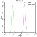 Overlay Peak curve showing SH-SY5Y cells stained with CSB-RA147129A0HU (red line) at 1:100. The cells were fixed in 4% formaldehyde and permeated by 0.2% TritonX-100 for 10min. Then 10% normal goat serum to block non-specific protein-protein interactions followed by the antibody (1ug/1*10 6 cells) for 45min at 4℃.
