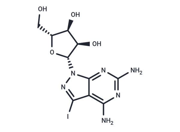 4,6-Diamino-3-iodo-1-(b-D-ribofuranosyl)-1H-pyrazolo[3,4-d]pyrimidine – Figure 1 of 1