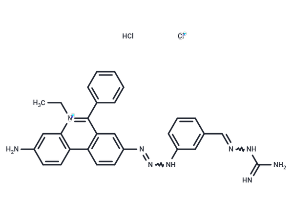 Phenanthridinium, 3-amino-8-(3-(3-(((aminoiminomethyl)hydrazono)methyl)phenyl)-1-triazenyl)-5-ethyl-6-phenyl-, chloride, mono
