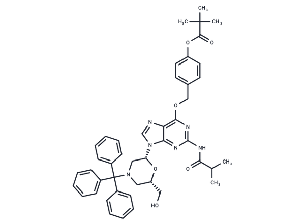 N2-isobutyryl-O6-(4-pivaloyloxybenzyl)-7'-OH-N-trityl-morpholino guanosine – Figure 1 of 1