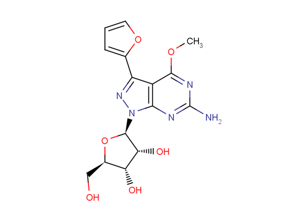 6-Amino-3-(furan-2-yl)-4-methoxy-1-(b-D-ribofuranosyl)-1H-pyrazolo[3,4-d]pyrimidine – Figure 1 of 1