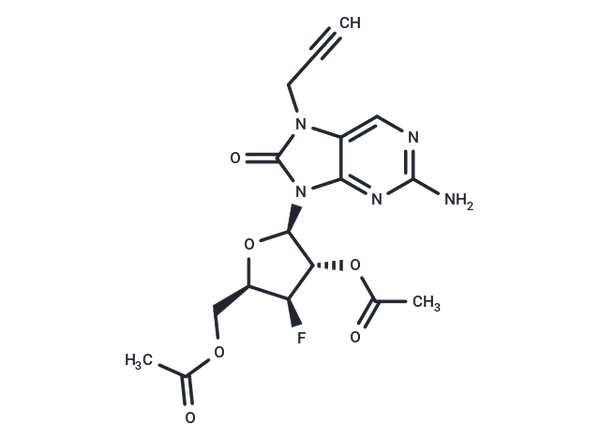 2-Amino-7-propargyl-7,8-dihydro-8-oxo-9-(beta-D-2,5-di-O-acetyl-3-deoxy-3-fluoro-ribofuranosyl)purine – Figure 1 of 1