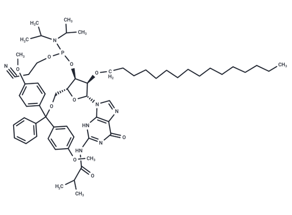 N2-iBu-5'-O-DMTr-2'-O-hexadecanyl guanosine 3'-CED phosphoramidite – Figure 1 of 1