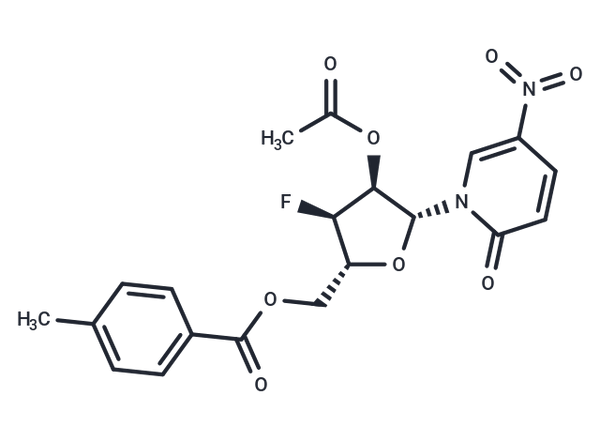 1-(2-O-Acetyl-5-O-(p-toluoyl)-3-deoxy-3-fluoro-b-D-ribofuranosyl)-5-nitropyridine-2(1H)-one – Figure 1 of 1