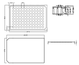 96 Well Glass Bottom Plates – P96LB-1.5H low base plate dimension drawing
