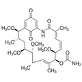 Chemical structure of Herbimycin A (SIH-116), a Hsp90 inhibitor. CAS #: 70563-58-5. Molecular Formula: C30H42N2O9. Molecular Weight: 574.3 g/mol.
