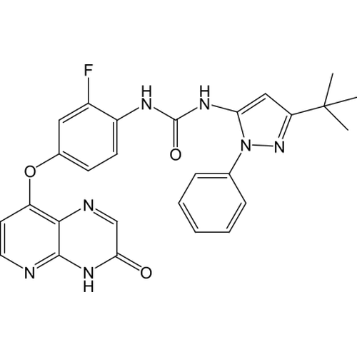 Chemical structure of CCT196969 (SIH-185), a RAF Inhibitor. CAS #: 1163719-56-9. Molecular Formula: C27H24FN7O3. Molecular Weight: 513.53 g/mol.