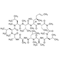 Chemical structure of Cyclosporine (SIH-201), a Inhibits mitochondrial permeability pore opening. CAS #: 59865-13-3. Molecular Formula: C62H111N11O12 . Molecular Weight: 1202.63 g/mol.