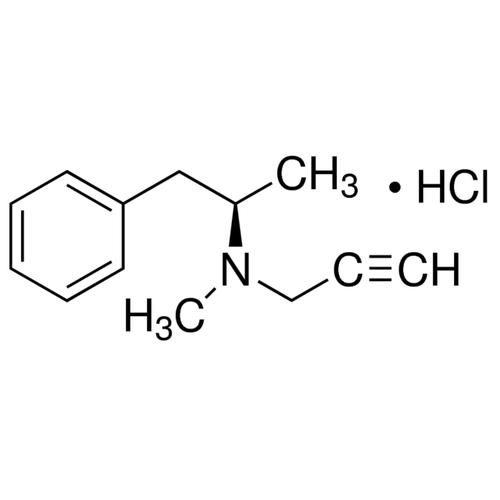 Chemical structure of Deprenyl (SIH-209), a glyceraldehyde-3-phosphate dehydrogenase inhibitor. CAS #: 14611-52-0. Molecular Formula: C13H17N · HCl . Molecular Weight: 223.74 g/mol.