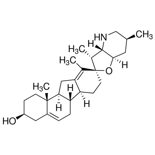 Chemical structure of Cyclopamine (SIH-226), a Inhibits hedgehog signaling. CAS #: 4449-51-8. Molecular Formula: C27H41NO2. Molecular Weight: 434.15 g/mol.