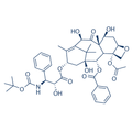 Chemical structure of Docetaxel (SIH-240), a Microtubule stabilizing agent. CAS #: 114977-28-5. Molecular Formula: C43H53NO14. Molecular Weight: 807.88 g/mol.