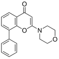 Chemical structure of LY 294002 (SIH-252), a PI 3-Kinase inhibitor. CAS #: 154447-36-6. Molecular Formula: C19H17NO3 * HCl. Molecular Weight: 343.81 g/mol.