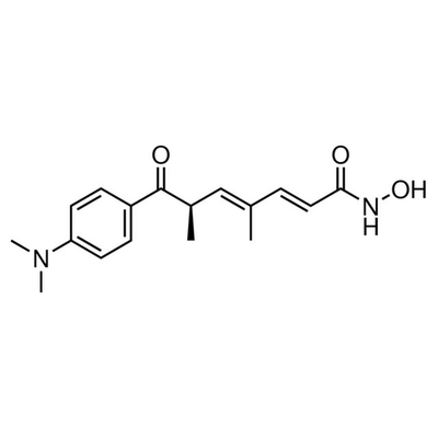 Chemical structure of Trichostatin A (SIH-254), a Histone deacetylase inhibitor. CAS #: 58880-19-6. Molecular Formula: C17H22N2O3. Molecular Weight: 302.37 g/mol.
