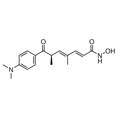 Chemical structure of Trichostatin A (SIH-254), a Histone deacetylase inhibitor. CAS #: 58880-19-6. Molecular Formula: C17H22N2O3. Molecular Weight: 302.37 g/mol.