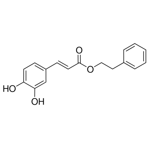 Chemical structure of CAPE (SIH-263), a Inhibits NFkB activation. CAS #: 104594-70-9. Molecular Formula: C17H16O4. Molecular Weight: 284.31 g/mol.