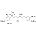 Chemical structure of Verapamil HCl (SIH-308), a L-type Ca channel blocker. CAS #: 152-11-4. Molecular Formula: C27H38N2O4.HCl. Molecular Weight: 491.07 g/mol.