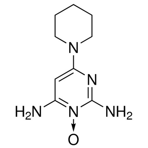 Chemical structure of Minoxidil (SIH-318), a KATP channel opener. CAS #: 38304-91-5. Molecular Formula: C9H15N5O. Molecular Weight: 209.25 g/mol.
