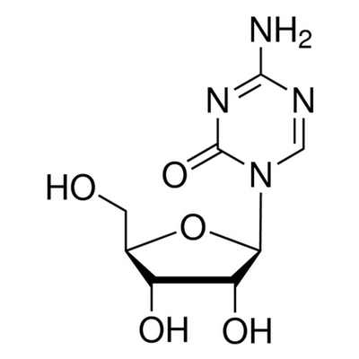 Chemical structure of 5-Azacytidine (SIH-345), a DNA hypomethylation agent. CAS #: 320-67-2. Molecular Formula: C8H12N4O5. Molecular Weight: 244.2 g/mol.