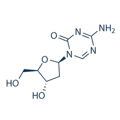 Chemical structure of Decitabine (SIH-352), a DNA hypomethylation agent. CAS #: 2353-33-5. Molecular Formula: C8H12N4O4. Molecular Weight: 228.2 g/mol.