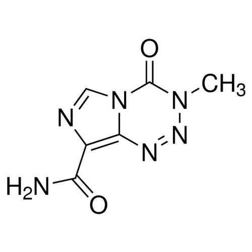 Chemical structure of Temozolomide (SIH-363), a DNA alkylator / apoptosis inducer. CAS #: 85622-93-1. Molecular Formula: C6H6N6O2. Molecular Weight: 194.2 g/mol.