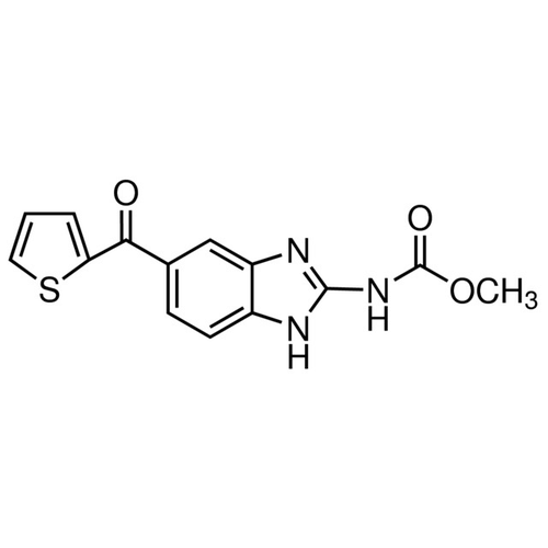 Chemical structure of Nocodazole (SIH-367), a Microtubule inhibitor. CAS #: 31430-18-9. Molecular Formula: C14H11N3O3S. Molecular Weight: 301.3 g/mol.