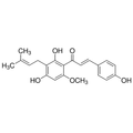 Chemical structure of Xanthohumol (SIH-370), a Autophagy inhibitor. CAS #: 6754-58-1. Molecular Formula: C21H22O5. Molecular Weight: 354.4 g/mol.