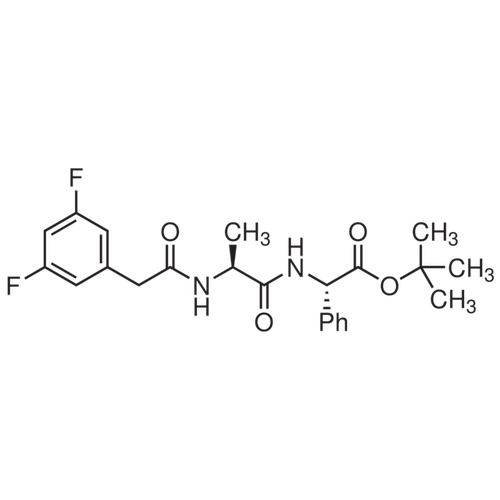 Chemical structure of DAPT (SIH-378), a γ-secretase inhibitor. CAS #: 208255-80-5. Molecular Formula: C23H26F2N2O4. Molecular Weight: 432.46 g/mol.