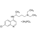 Chemical structure of Chloroquine diphosphate (SIH-405), a Autophagy inhibitor. CAS #: 50-63-5. Molecular Formula: C18H26ClN3·2H3PO4. Molecular Weight: 515.86 g/mol.
