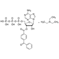 Chemical structure of BzATP (SIH-420), a Prototypic P2X7 receptor agonist. CAS #: 112898-15-4. Molecular Formula: C24H24N5O15P3.C18H45N3. Molecular Weight: 1018.97 g/mol.