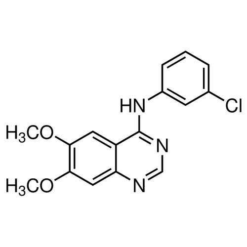 Chemical structure of AG 1478 (SIH-425), a EGFR kinase inhibitor. CAS #: 175178-82-2. Molecular Formula: C16H14ClN3O2. Molecular Weight: 315.8 g/mol.