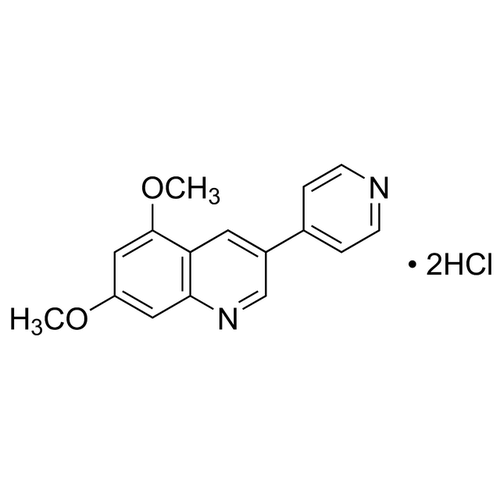 Chemical structure of DMPQ Dihydrochloride (SIH-441), a PDGFRbeta kinase inhibitor. CAS #: 137206-97-4. Molecular Formula: C16H16ClN2O2. Molecular Weight: 339.2 g/mol.