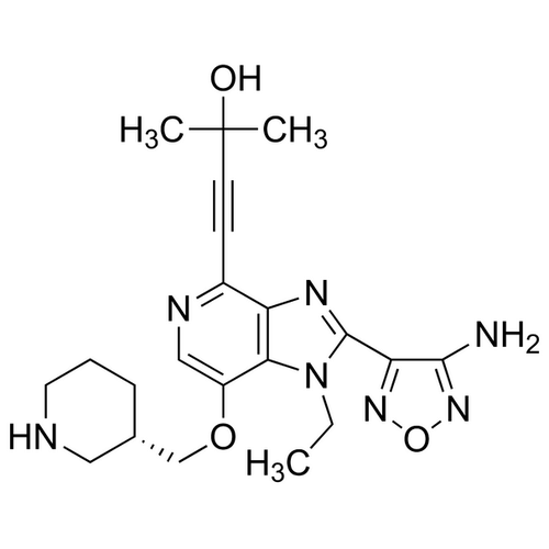 Chemical structure of GSK690693 Hydrochloride (SIH-448), a AKT kinase inhibitor. CAS #: 937174-76-0. Molecular Formula: C21H27N7O3. Molecular Weight: 425.5 g/mol.