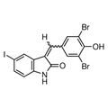 Chemical structure of GW5074 (SIH-451), a c-Raf1 kinase inhibitor. CAS #: 220904-83-6. Molecular Formula: C15H8Br2INO2. Molecular Weight: 520.9 g/mol.