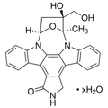 Chemical structure of Lestaurtinib (SIH-460), a FLT3/ TrkA kinase inhibitor. CAS #: 111358-88-4. Molecular Formula: C26H21N3O4. Molecular Weight: 439.5 g/mol.