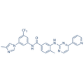 Chemical structure of Nilotinib (SIH-463), a BCR-ABL kinase inhibitor. CAS #: 641571-10-0. Molecular Formula: C28H22F3N7O. Molecular Weight: 529.5 g/mol.