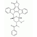 Chemical structure of Midostaurin (SIH-468), a Protein kinase inhibitor (pan spec.). CAS #: 120685-11-2. Molecular Formula: C35H30N4O4. Molecular Weight: 570.6 g/mol.