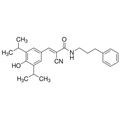 Chemical structure of SU1498 (SIH-480), a VEGFR kinase inhibitor. CAS #: 168835-82-3. Molecular Formula: C25H30N2O2. Molecular Weight: 390.5 g/mol.