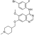 Chemical structure of Vandetinib (SIH-483), a VEGFRK inhibitor. CAS #: 443913-73-3. Molecular Formula: C22H24BrFN4O2. Molecular Weight: 475.4 g/mol.