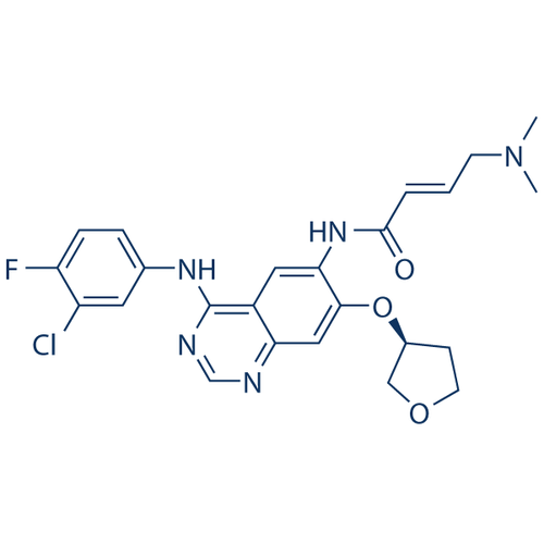 Chemical structure of BIBW 2992 (SIH-496), a EGFR and HER2 kinase inhibitor. CAS #: 439081-18-2. Molecular Formula: C24H25ClFN5O3. Molecular Weight: 485.9 g/mol.