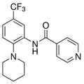Chemical structure of SRPIN340 (SIH-514), a SR kinase inhibitor. CAS #: 218156-96-8. Molecular Formula: C18H18F3N3O. Molecular Weight: 349.4 g/mol.