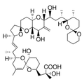 Chemical structure of Okadaic acid (SIH-521), a PP1 and PP2A inhibitor. CAS #: 78111-17-8. Molecular Formula: C44H68O13. Molecular Weight: 805 g/mol.