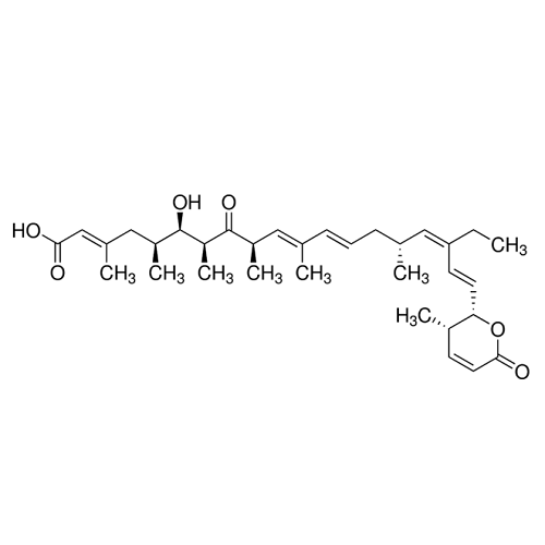 Chemical structure of Leptomycin B (SIH-534), a Nuclear export inhibitor. CAS #: 87081-35-4. Molecular Formula: C33H48O6. Molecular Weight: 540.7 g/mol.